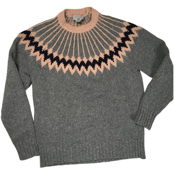 Grey Jason Wu Olympia Sweater Wool Blend Sunburst Pattern Mock Neck Women's XS - Picture 1 of 10